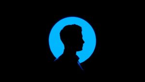 silhouette of man on blue background 