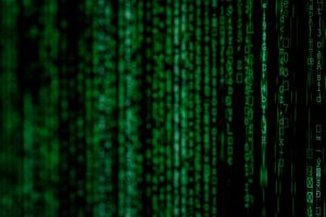black screen with green code
