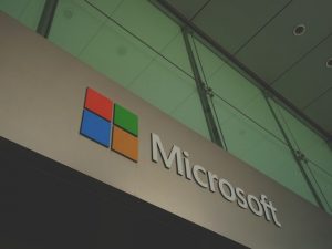 microsoft logo on building